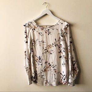 White House Black Market Floral Slit Sleeve Blouse